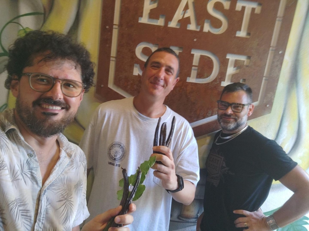 Gabriele a the East Side Brewery with Luciano Landolfi, brewmaster, and Luca Nardin, Business Manager