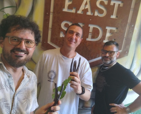 Gabriele a the East Side Brewery with Luciano Landolfi, brewmaster, and Luca Nardin, Business Manager