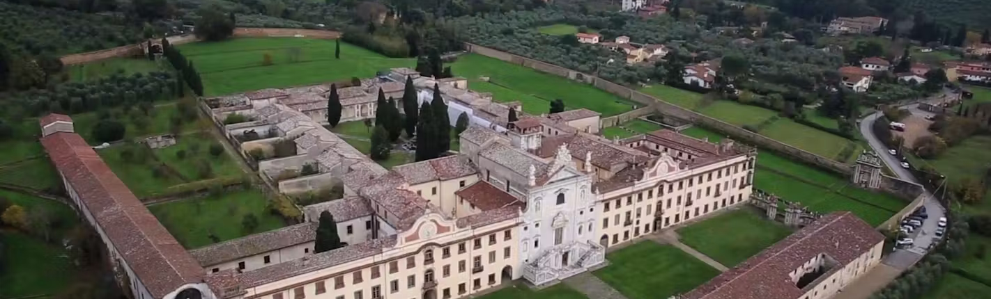 An aerial view of the Certosa di Calci (Pisa, Italy)